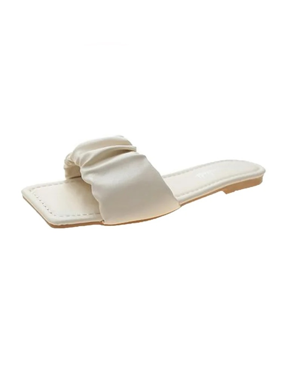 Women’s Cream Slide Sandal with Ruched Strap